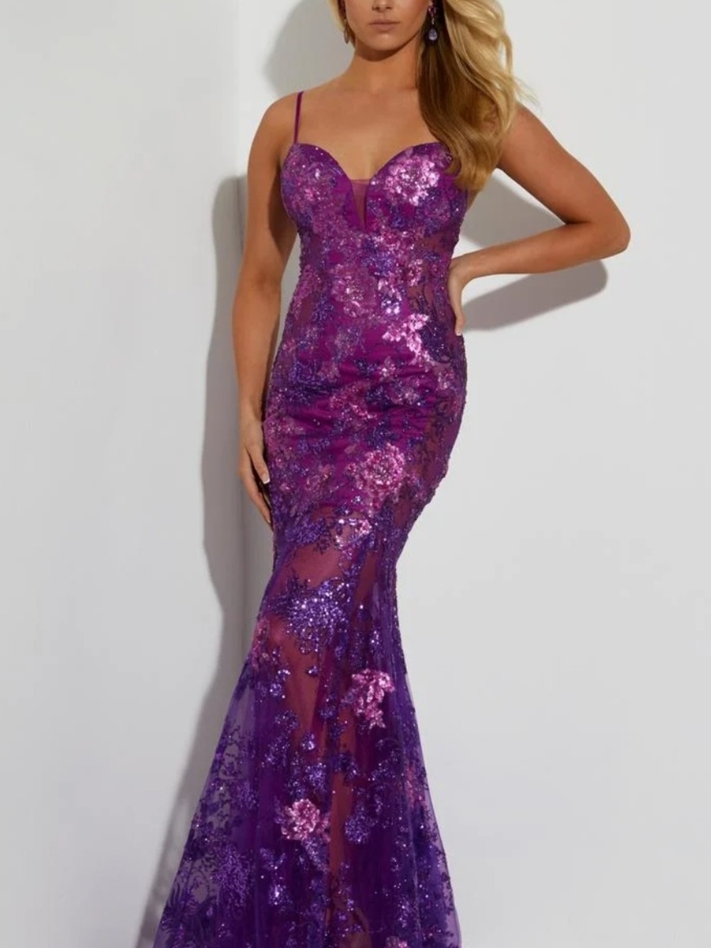 Luxe Purple Sequin Mermaid Prom Dress